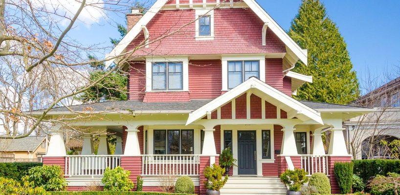 Craftsman house with clean siding and white trim